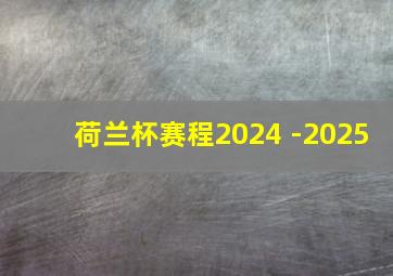 荷兰杯赛程2024 -2025